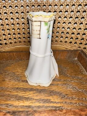 Vintage White Porcelain Accent Vase with Gold Trim